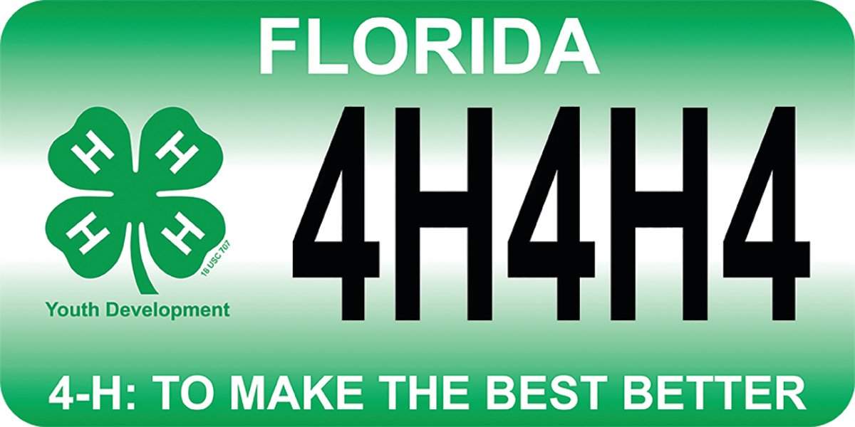 The 4-H specialty license plate design.